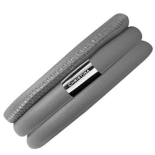 Image of Gråt læder armbånd fra Christina Collect, 70 cm